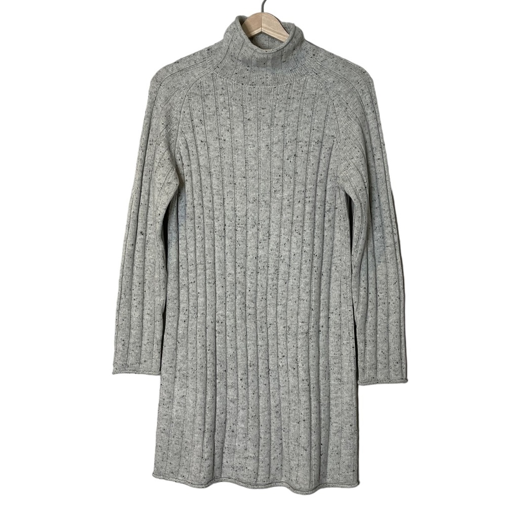 Frank and Oak Womens Wool Blend Ribbed Speckled Knit Sweater Dress Size XS Gray
